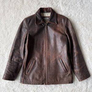 Oakwood Brown Leather Zip-Front Jacket